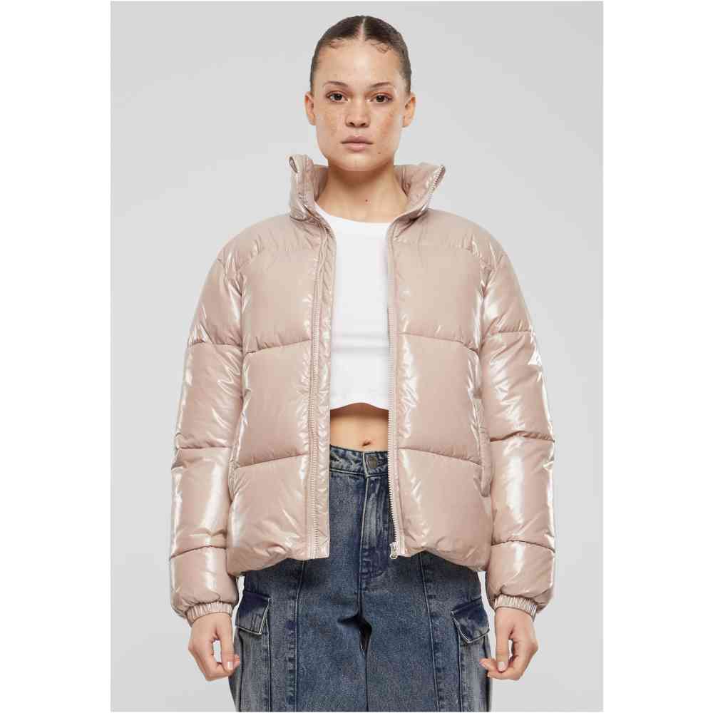 Urban Classics - Recycled Short Shiny Gewatteerd jack - Roze